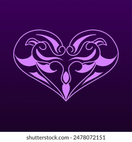 Enchanting Purple Heart Tattoo Design