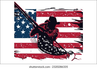 Enchanting representation of a distressed fisherman engaged in fishing against the backdrop of the USA flag. Perfect for patriotic designs, commercial use, and various creative projects