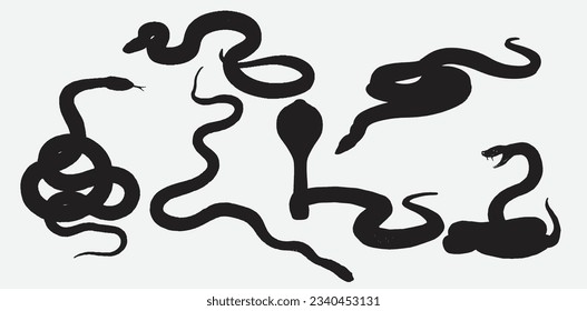 Enchanting Serpent Silhouettes, A Captivating Collection of Snake Vector Art