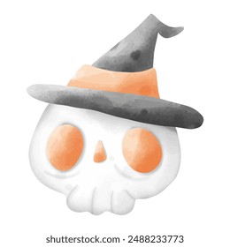 Enchanting Skull with Witch Hat Illustration for Halloween