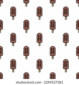 Enchanting square tile displaying a lively food rendering. Seamless pattern with popsicle on white smoke background. Design for a chevron pattern.