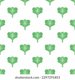 Enchanting square tile with a jubilant food print. Seamless pattern with spinach on white smoke background. Design for a striped cushion.