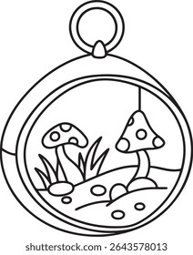 Enchanting Terrarium Featuring Delightful Mushrooms A Whimsical Indoor Garden Showcasing the Beauty of Miniature Fungi in a Glass Enclosure A Tiny Ecosystem Hanging with Fungal Charm