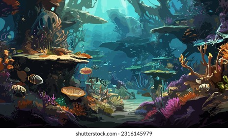 Enchanting Underwater Life Vector Vibrant and Captivating Illustration of Marine World for Nature, Exploration, and Design 