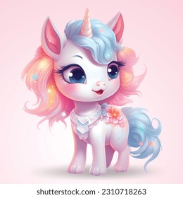 Enchanting Unicorn in fairytale - Colorful Unicorn Illustration