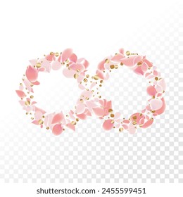 Enchanting vector background with delicate pink petals swirling against transparency. Evoking nature's beauty, captivates with vibrant colors, perfect for banners celebrating spring's allure and love.