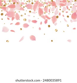 Enchanting vector background with delicate pink petals swirling against transparency. Evoking nature's beauty, captivates with vibrant colors, perfect for banners celebrating spring's allure and love.