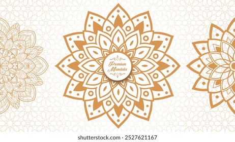 Zauberhaft Weiß aufwändig Blumen islamischen Mandala Kreise Dekoration mit leeren horizontalen Vektorhintergrund oder Blume Luxus Mandala Hintergrund mit goldenem arabesken Muster Arabisch islamischen Osten Stil