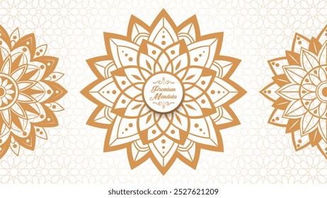 Enchanting White Intricate Floral Islamic Mandala Circles Decoration With Blank Horizontal Vector Background Or Flower Luxury mandala background with golden arabesque pattern Arabic Islamic east style