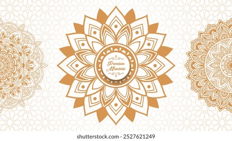 Enchanting White Intricate Floral Islamic Mandala Circles Decoration With Blank Horizontal Vector Background Or Flower Luxury mandala background with golden arabesque pattern Arabic Islamic east style