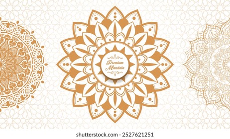 Enchanting White Intricate Floral Islamic Mandala Circles Decoration With Blank Horizontal Vector Background Or Flower Luxury mandala background with golden arabesque pattern Arabic Islamic east style