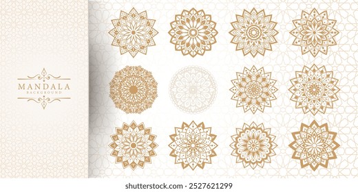 Enchanting White Intricate Floral Islamic Mandala Circles Decoration With Blank Horizontal Vector Background Or Flower Luxury mandala background with golden arabesque pattern Arabic Islamic east style