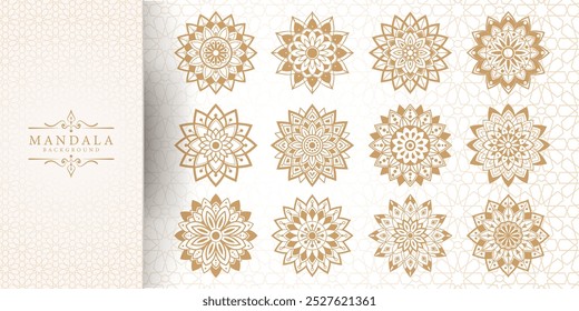 Encantador branco intrincado floral islâmico Mandala Círculos Decoração com fundo vetor horizontal em branco ou fundo mandala de luxo flor com padrão arabesco dourado árabe estilo árabe islâmico leste