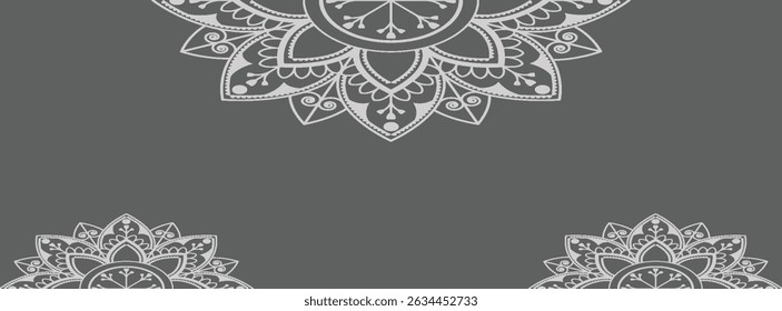 Enchanting White Intricate Floral Islamic Mandala Circles Decoration With Blank Horizontal Vector Background