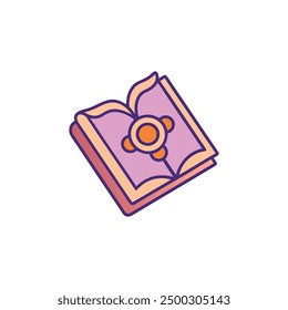 Enchanting witch's spellbook vector, perfect for Halloween and fantasy-themed designs.