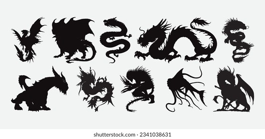 Enchanting World of Mystical Dragons, A Captivating Collection of Dragon Silhouettes