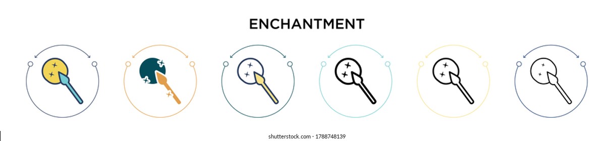 Enchantment icon in filled, thin line, outline and stroke style. Vector illustration of two colored and black enchantment vector icons designs can be used for mobile, ui, web