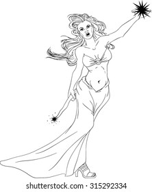 Enchantress - Line-art - Vector - Illustration