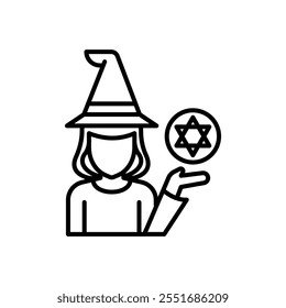 Enchantress Outline Icon, Vector illustration