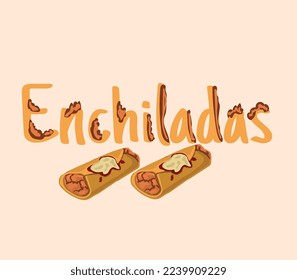 Enchilada mexican food vector. Best Mexican Dishes. Latin american food illustration.