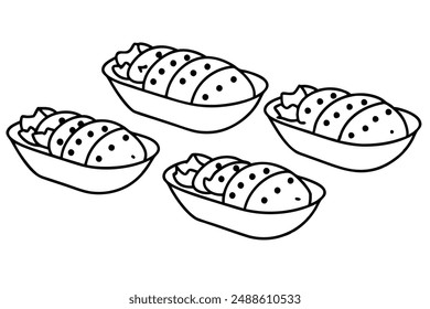 Enchiladas line art food lovers artwork