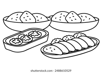 Enchiladas line art hand drawn illustration