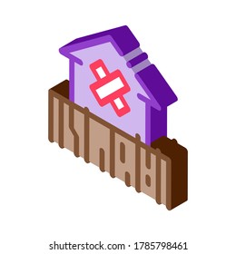 geschlossener Icon-Vektorgrafik für Nichtwohngebäude. isometrisches Schild für nichtresidenzielle Gebäude. farbige einzelne Symbolillustration