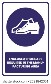 Enclosed Shoes Arerequired in the Manufacturing area Safety Sign