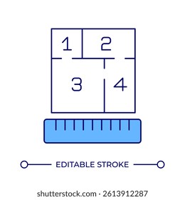 Enclosure square footage measuring line color icon. Apartment plan with ruler. Architect project development. Blueprint. Isolated vector illustration. Flat colorful symbol design. Editable stroke