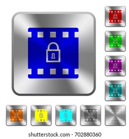 Encode movie engraved icons on rounded square glossy steel buttons