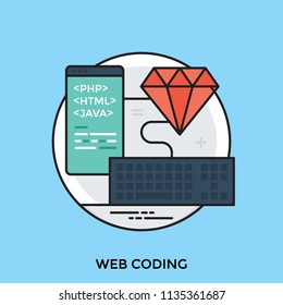 
An encoded  screen, keyboard and diamond are interconnected , describing concept of web coding 
