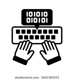 Encoding glyph icon, use for machine learning, education, technology industry, UI, UX kit, app and web development, digital or print.