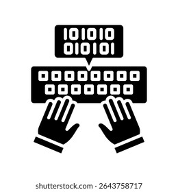Encoding glyph icon, use for machine learning, education, technology industry, UI, UX kit, app and web development, digital or print.