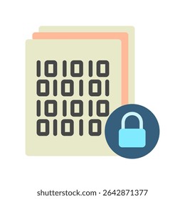 Encoding mini illustration flat color icon, use for machine learning, education, technology industry, UI, UX kit, app and web development, digital or print.