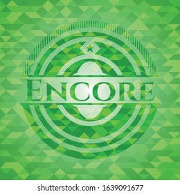 Encore green emblem. Mosaic background. Vector Illustration. Detailed.
