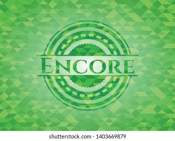 Encore green emblem with mosaic ecological style background. Vector Illustration. Detailed.