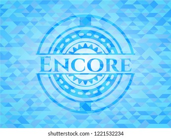 Encore light blue emblem with triangle mosaic background