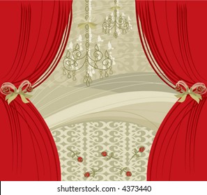 ENCORE! red curtain (vector) - illustrated background