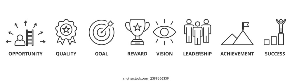 Encourage banner web icon vector illustration concept with icon of opportunity, quality, goal, reward, vision, leadership, achievement, success