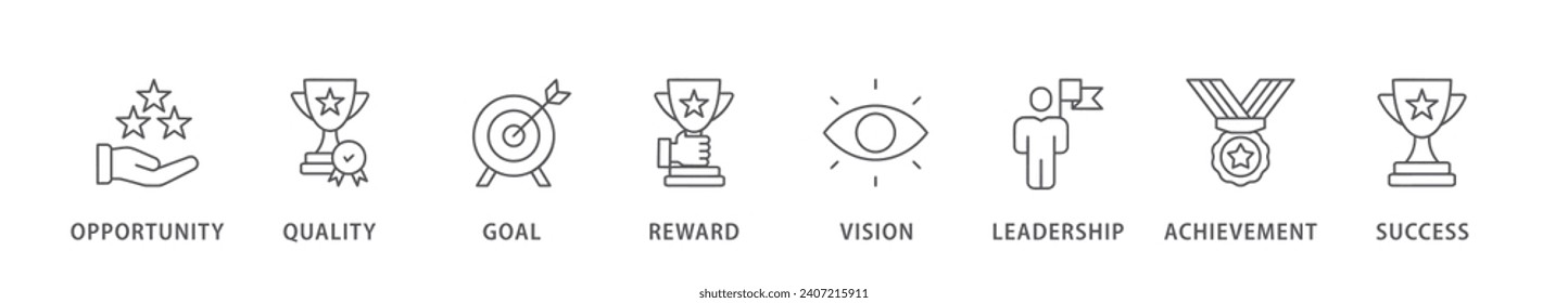 Encourage banner web icon vector illustration concept with icon of opportunity, quality, goal, reward, vision, leadership, achievement, success