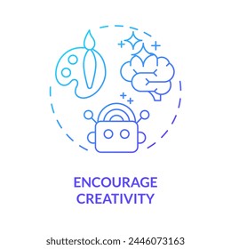 Encourage creativity blue gradient concept icon. Prompt engineering tips. Creative writing. Unique responses. Round shape line illustration. Abstract idea. Graphic design. Easy to use in article