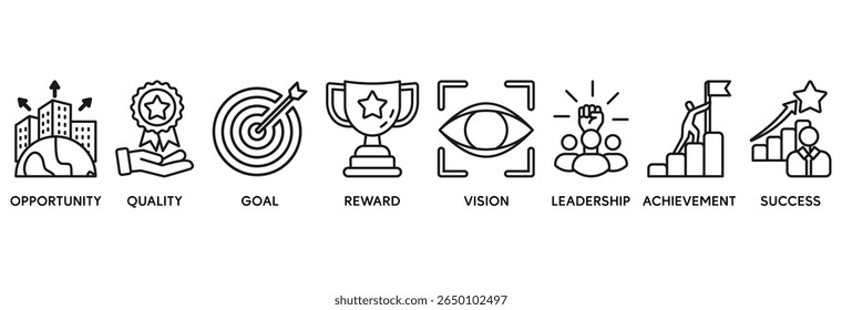 Incentivar ícone definir conceito de ilustração vetorial relacionar-se a oportunidade, qualidade, objetivo, recompensa, visão, liderança, realização, sucesso