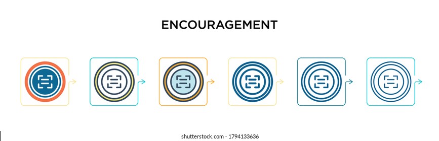 Encouragement vector icon in 6 different modern styles. Black, two colored encouragement icons designed in filled, outline, line and stroke style. Vector illustration can be used for web, mobile, ui