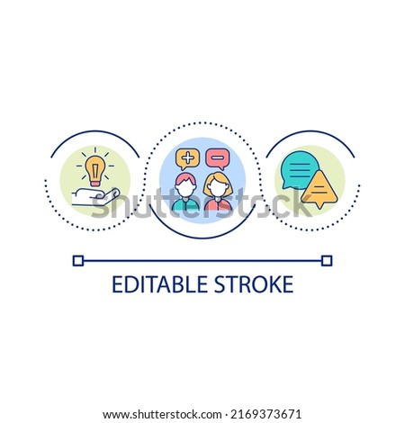 Encouraging different opinions loop concept icon. Handling differing viewpoints abstract idea thin line illustration. Workplace teamwork. Isolated outline drawing. Editable stroke. Arial font used