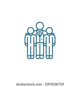 Encouraging employees linear icon concept. Encouraging employees line vector sign, symbol, illustration.