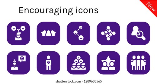  encouraging icon set. 10 filled encouraging icons. Simple modern icons about  - Friends, Hug, Friend