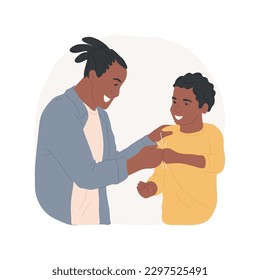 Encouraging isolated cartoon vector illustration. Father giving high five, dad patting son on shoulder, teenager lifestyle, giving inspiration to teen, confident people vector cartoon.