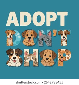 Encouraging Pet Adoption Through Playful Typography with Dogs and Cats for Animal Welfare Campaigns