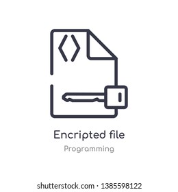 encripted file outline icon. isolated line vector illustration from programming collection. editable thin stroke encripted file icon on white background