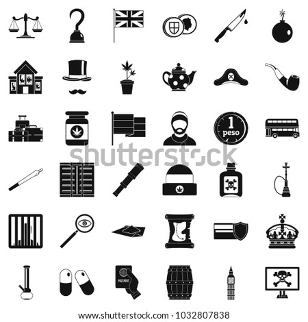 Encroachment icons set. Simple set of 36 encroachment vector icons for web isolated on white background